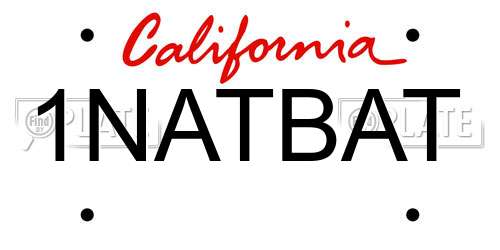 1NATBAT California License Plate