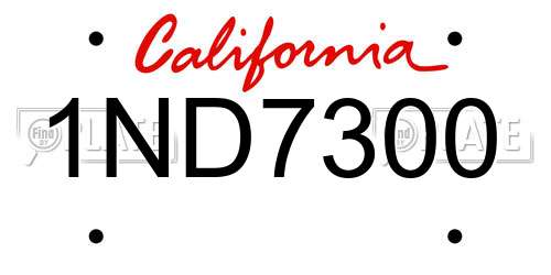 1ND7300 California License Plate