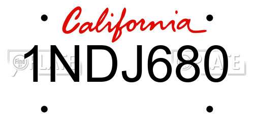 1NDJ680 California License Plate
