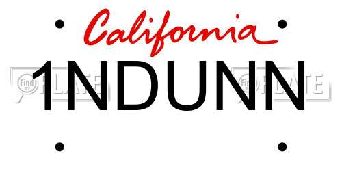 1NDUNN California License Plate