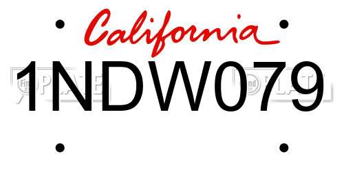 1NDW079 California License Plate