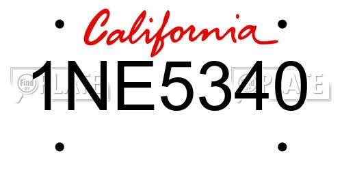 1NE5340 California License Plate