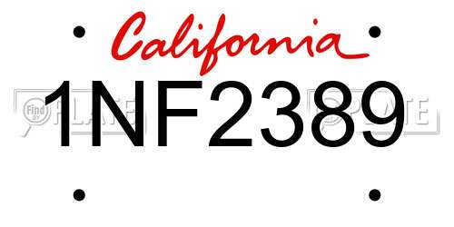 1NF2389 California License Plate