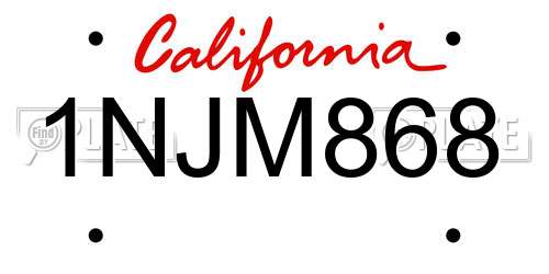1NJM868 California License Plate