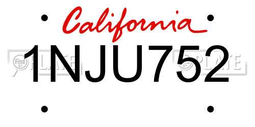 1NJU752 California License Plate