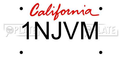 1NJVM California License Plate