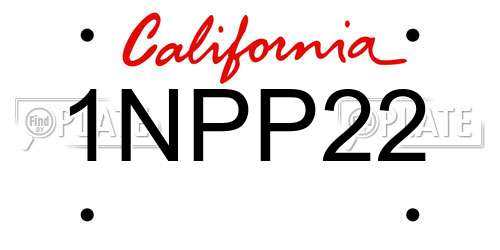 1NPP22 California License Plate