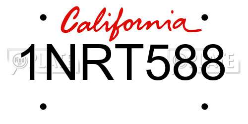 1NRT588 California License Plate