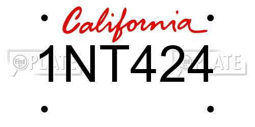 1NT424 California License Plate