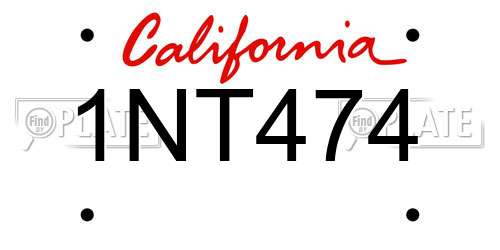 1NT474 California License Plate