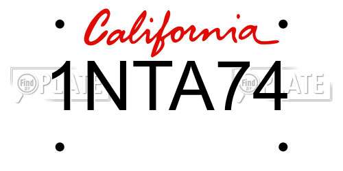 1NTA74 California License Plate