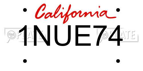 1NUE74 California License Plate