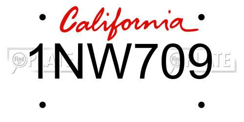 1NW709 California License Plate