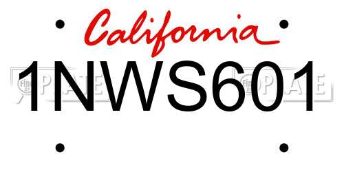 1NWS601 California License Plate