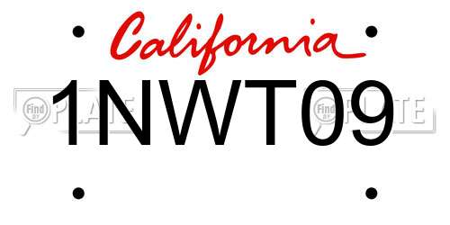 1NWT09 California License Plate