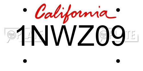1NWZ09 California License Plate