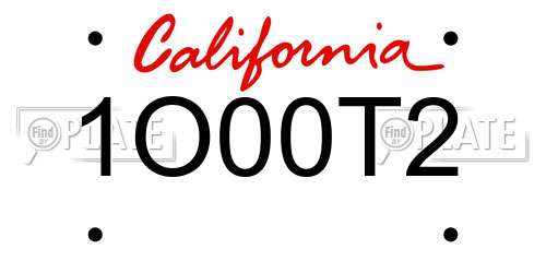 1O00T2 California License Plate