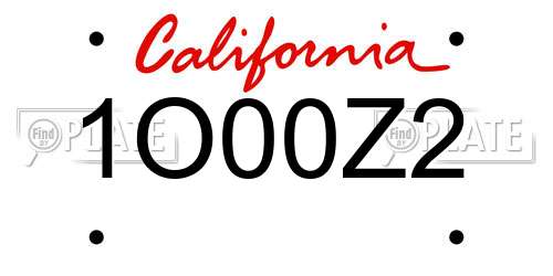 1O00Z2 California License Plate