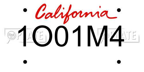 1O01M4 California License Plate