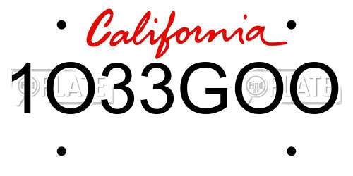 1O33GOO California License Plate