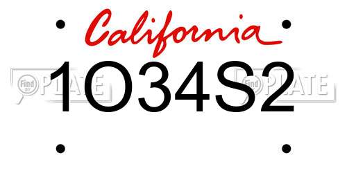 1O34S2 California License Plate