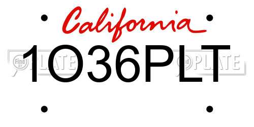 1O36PLT California License Plate