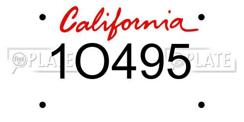 1O495 California License Plate