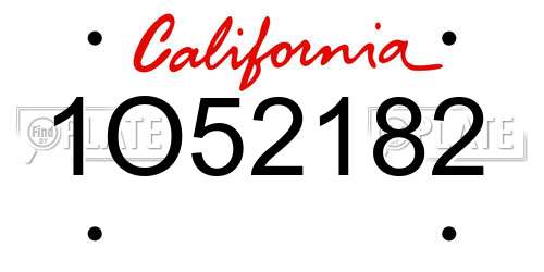 1O52182 California License Plate