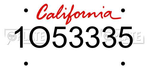 1O53335 California License Plate