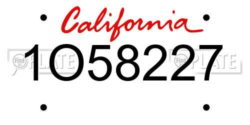 1O58227 California License Plate