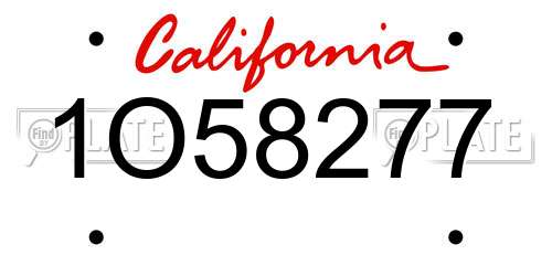 1O58277 California License Plate