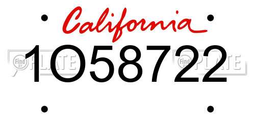 1O58722 California License Plate