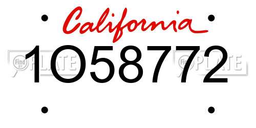 1O58772 California License Plate