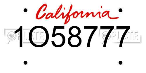 1O58777 California License Plate