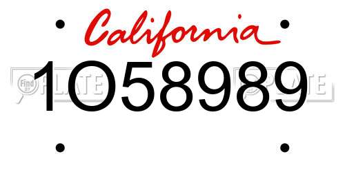 1O58989 California License Plate