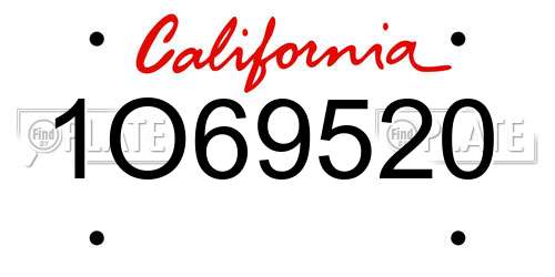 1O69520 California License Plate