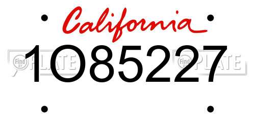 1O85227 California License Plate