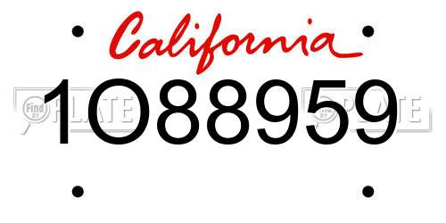 1O88959 California License Plate