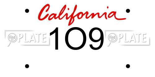 1O9 California License Plate