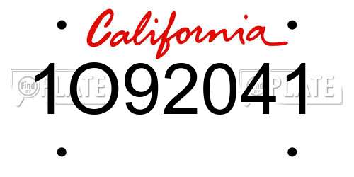1O92041 California License Plate