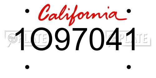 1O97041 California License Plate