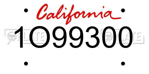 1O99300 California License Plate