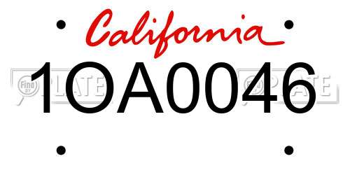1OA0046 California License Plate