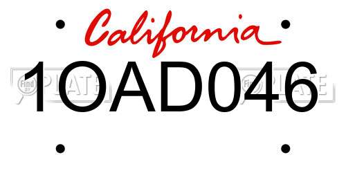 1OAD046 California License Plate