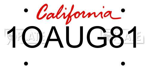 1OAUG81 California License Plate