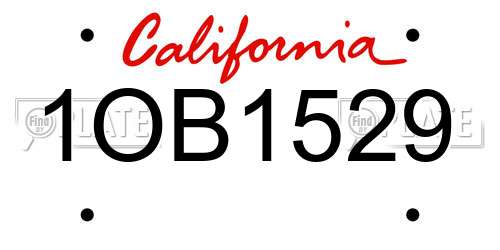 1OB1529 California License Plate