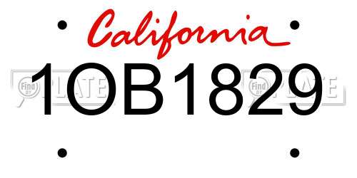 1OB1829 California License Plate