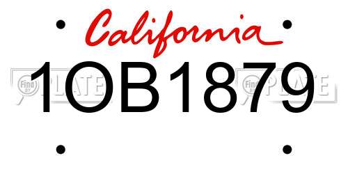 1OB1879 California License Plate