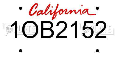 1OB2152 California License Plate