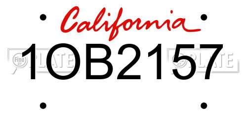 1OB2157 California License Plate